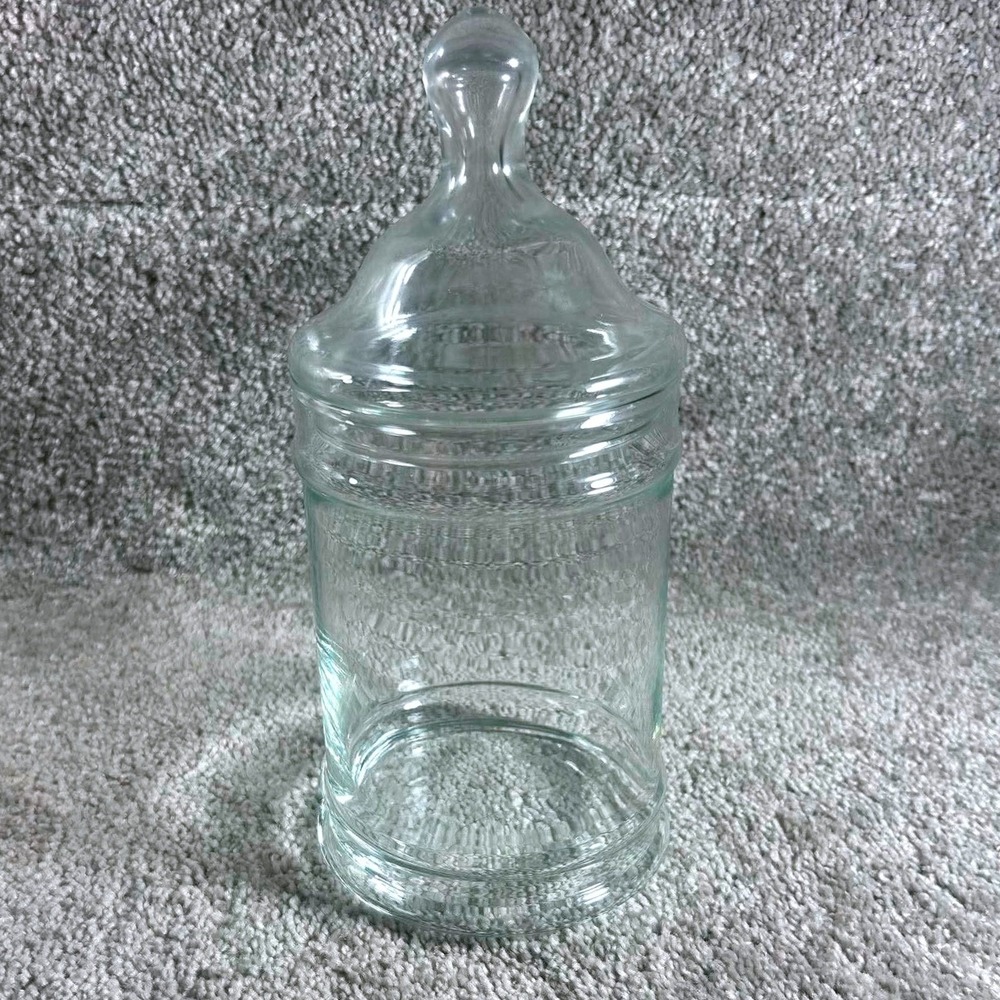 Glass Apothecary Jar Clear Cylindrical Storage Canister with Lid